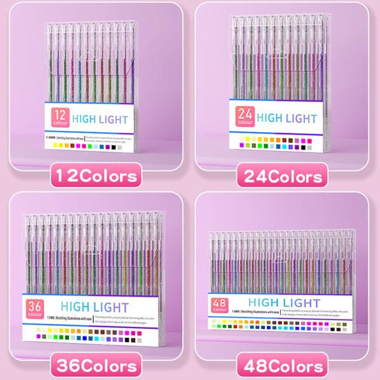 Glitter Gel Pen Set Smooth Writing Colored Drawing Pens Portable Journaling Crafting Doodling Glitter Pens for Adults School Supplies