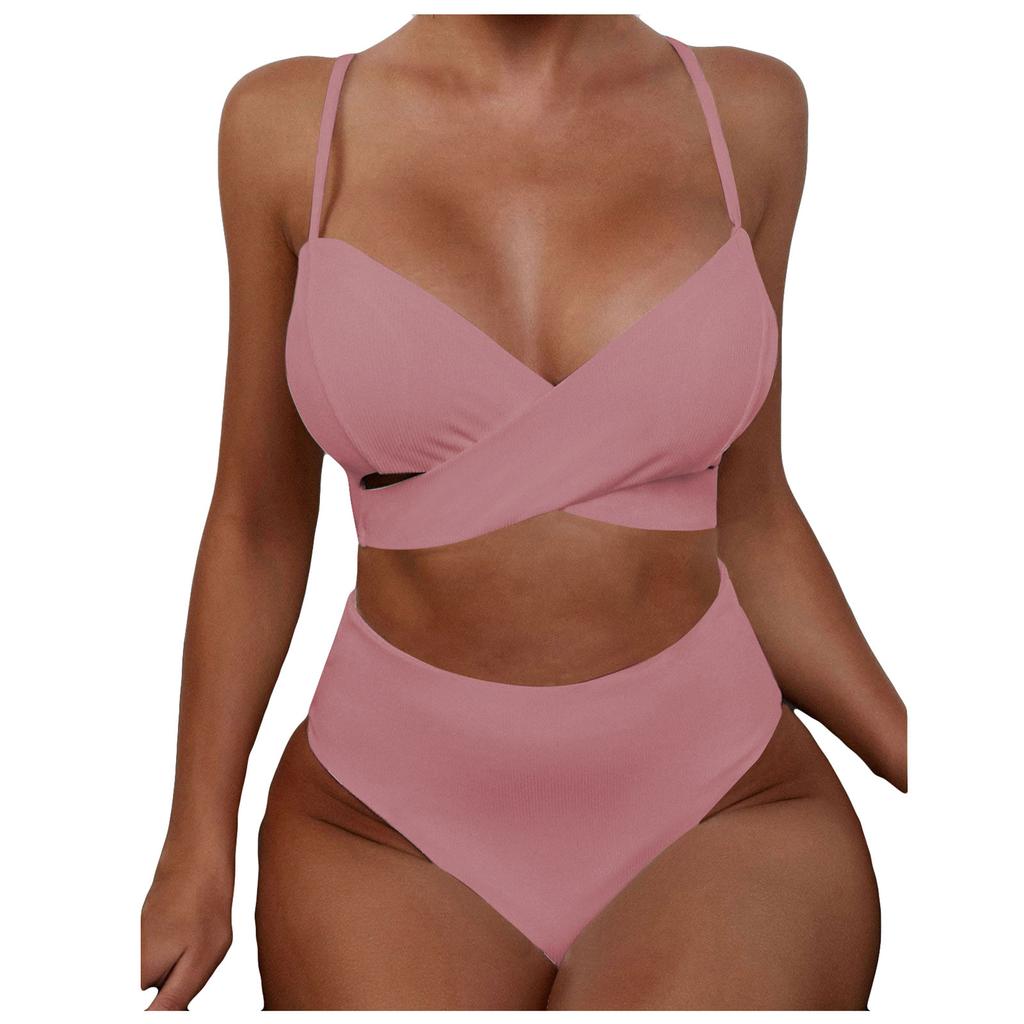 Women Sexy Solid Color Bikini Swimwear Two-Piece Swimsuit Swimming Beachwear