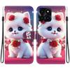 Handmade PU Leather Flip Case for Honor X6a Anti-Slip Shockproof Cover with Wrist Strap & Heart/Rose Cat Designs