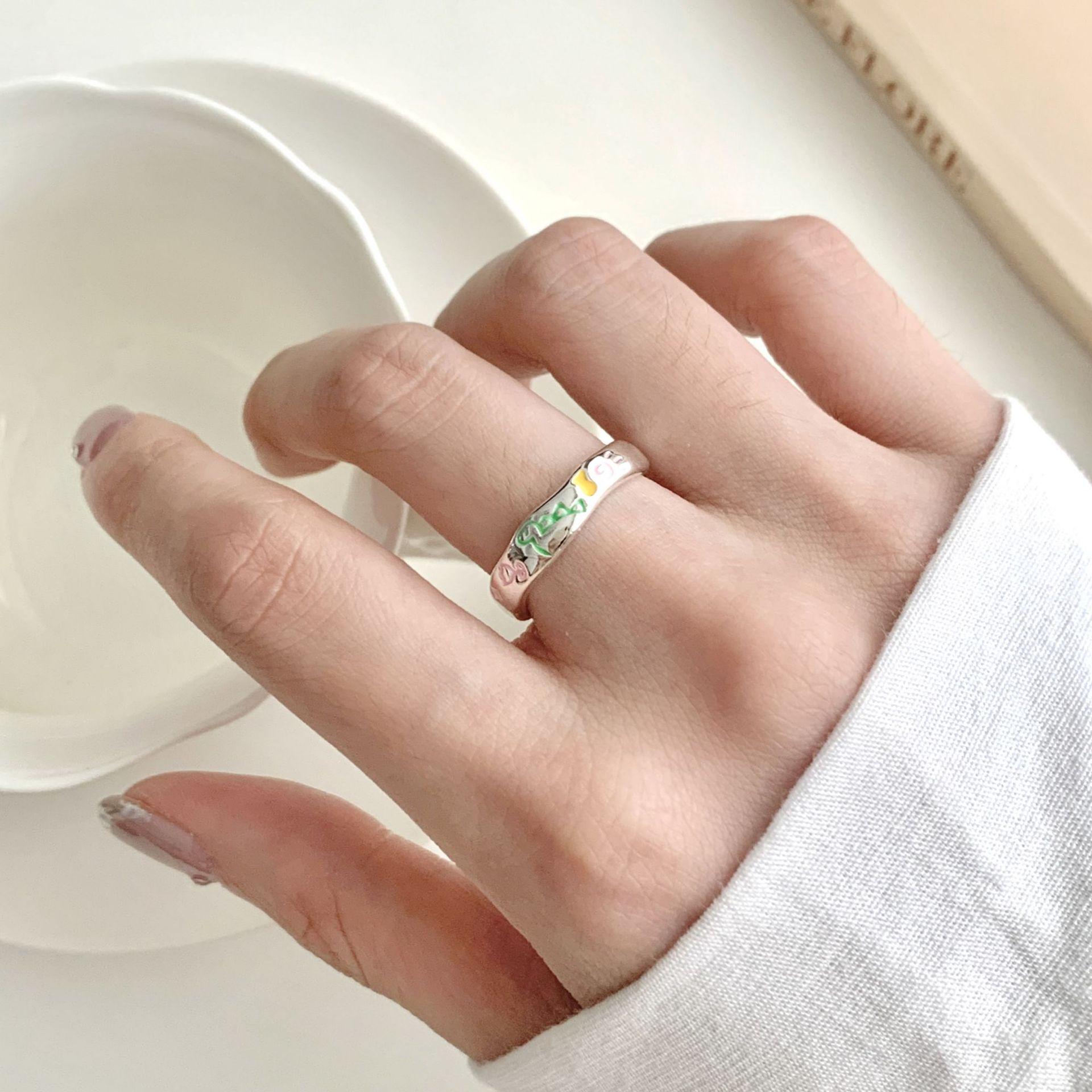 

Dopamine Style Stackable Rings: Sweet Stars & Dinosaur Christmas Tree Open Finger Rings for Women Adjustable Open Ring