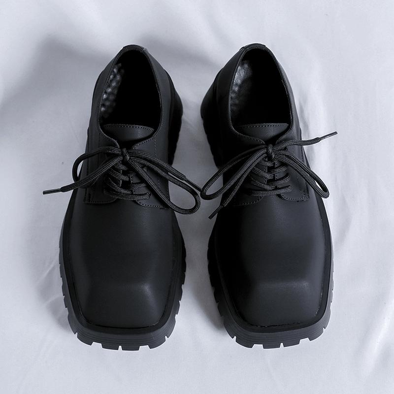 Fashion BLACK Trendy men's thick soled formal shoes High quality versatile style Fashion party outdoor stroll height increasing shoes