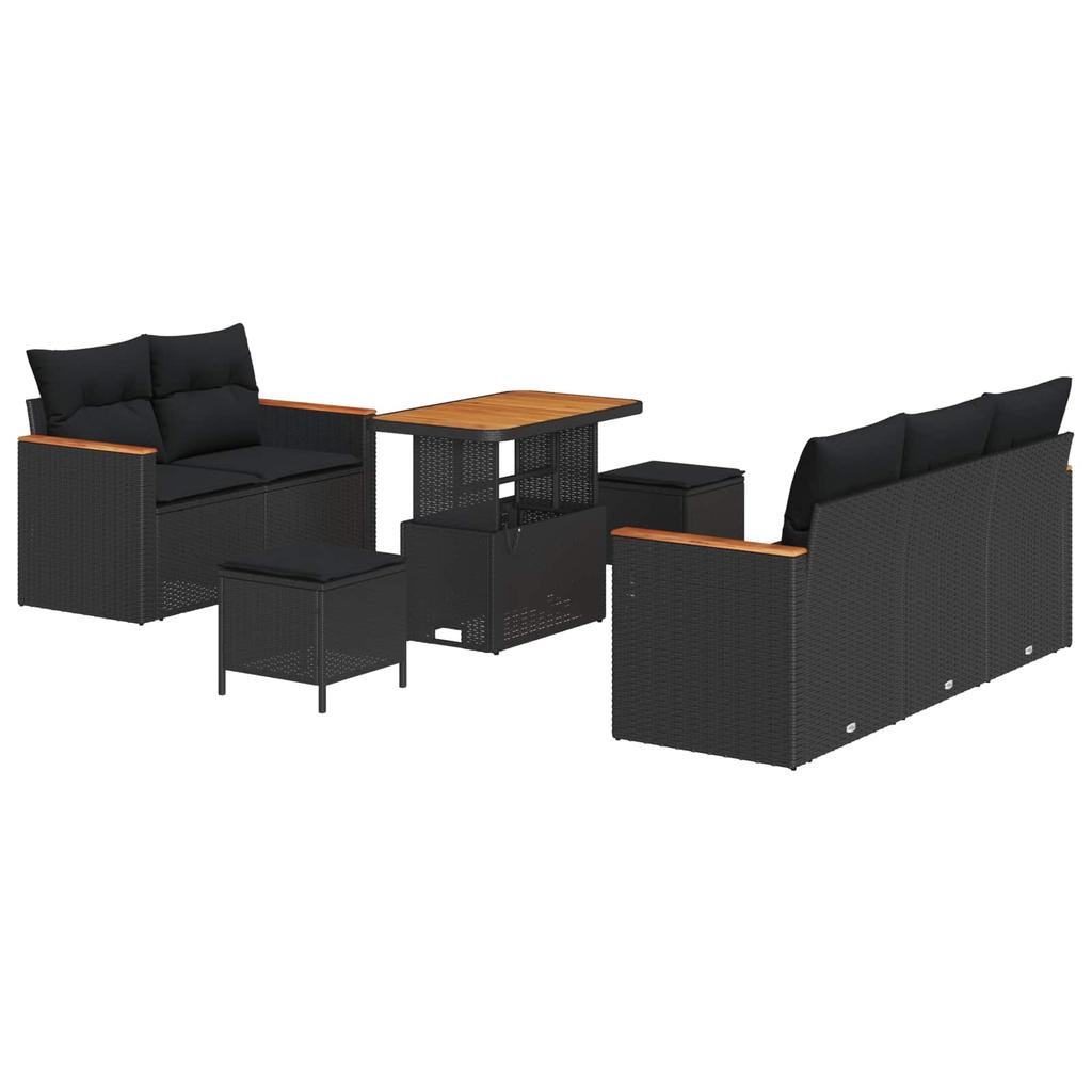 Garden Sofa Set 8 pcs Black Poly Rattan