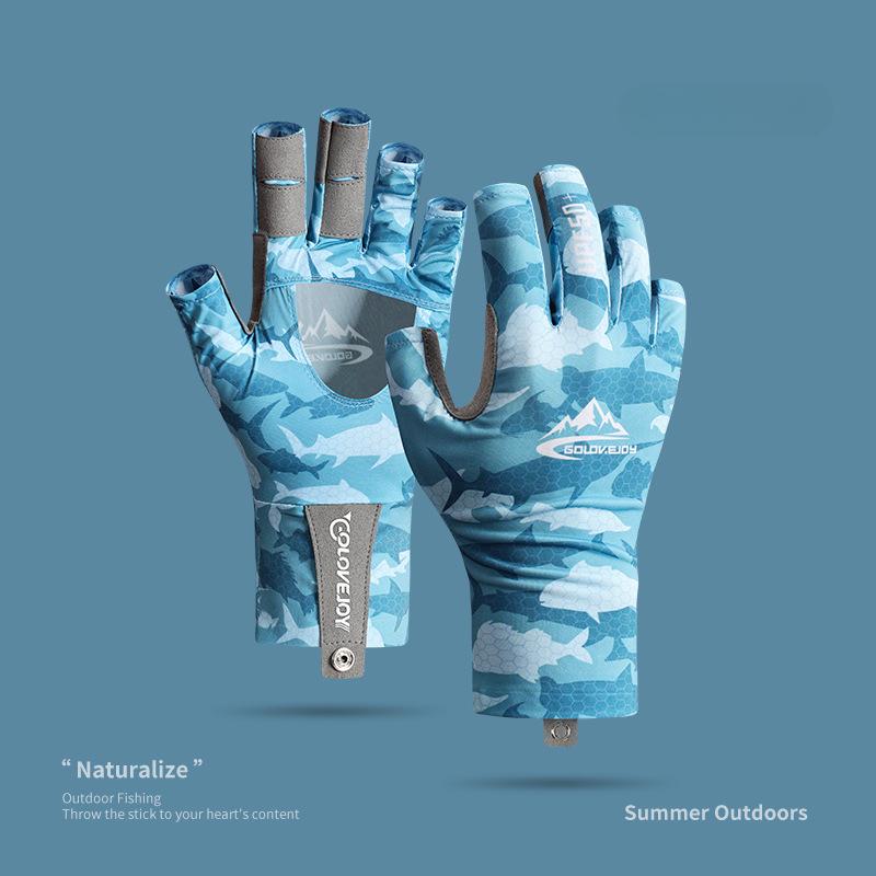 Summer Waterproof Fishing Gloves, Anti Slip Breathable Ice Silk Fishing Gloves for Men and Women Bicycle Skiing Fishing Gloves
