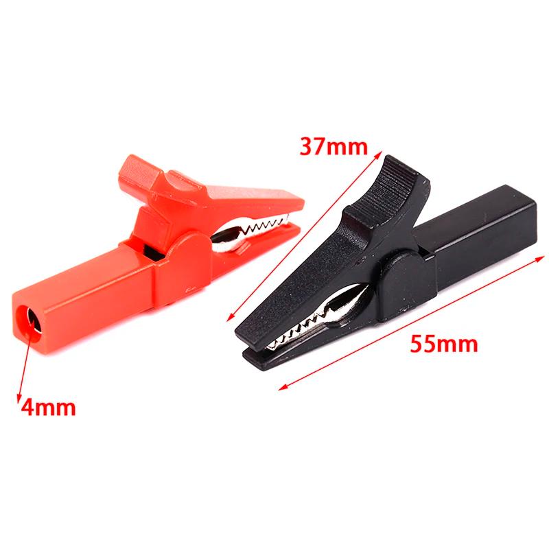 4Pcs/Set 55mm Alligator Clip + Banana Plug - 4mm Test Probe Cable Clips (Red+Black) for Stonego Test Accessories