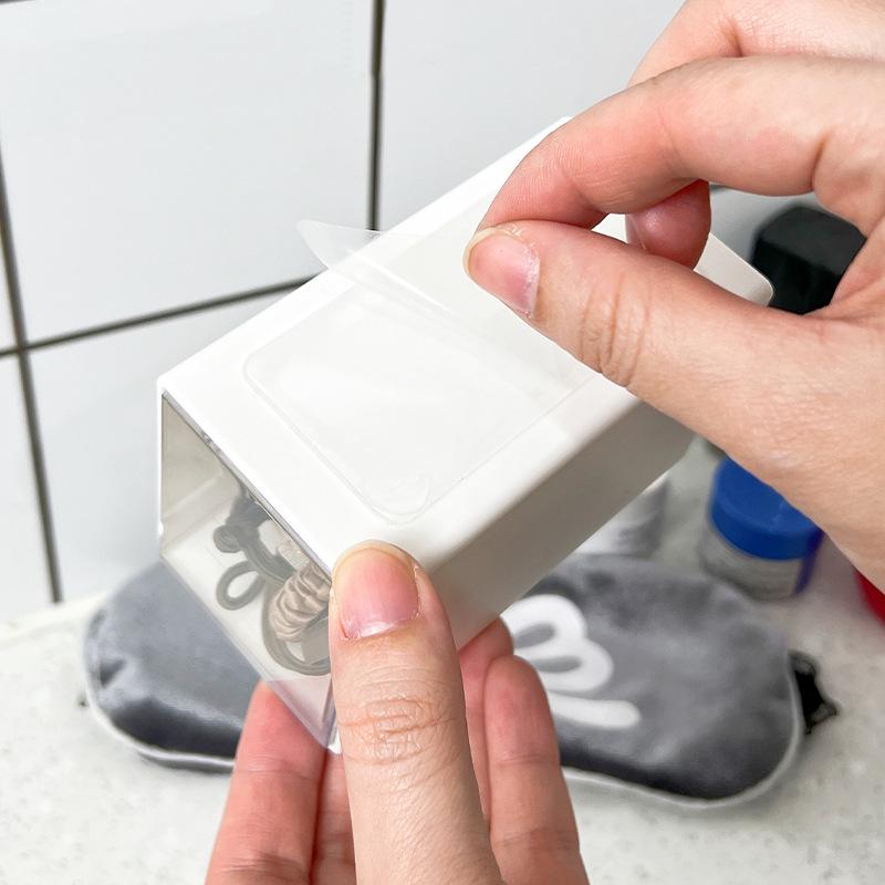 Transparent Wall-Mounted Bathroom Storage Box for Cotton Swabs, Hair Ties, Lipsticks