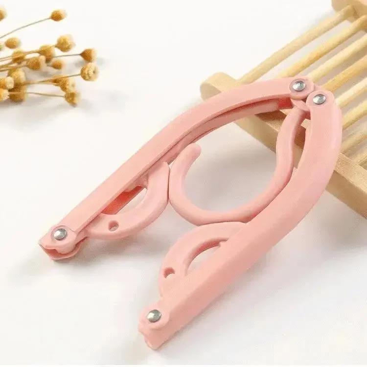 Folding Hanger Set With Clip for Clothes Drying Folding Hanger Rack Travel Folding Telescopic Portable Clothes Drying Rack