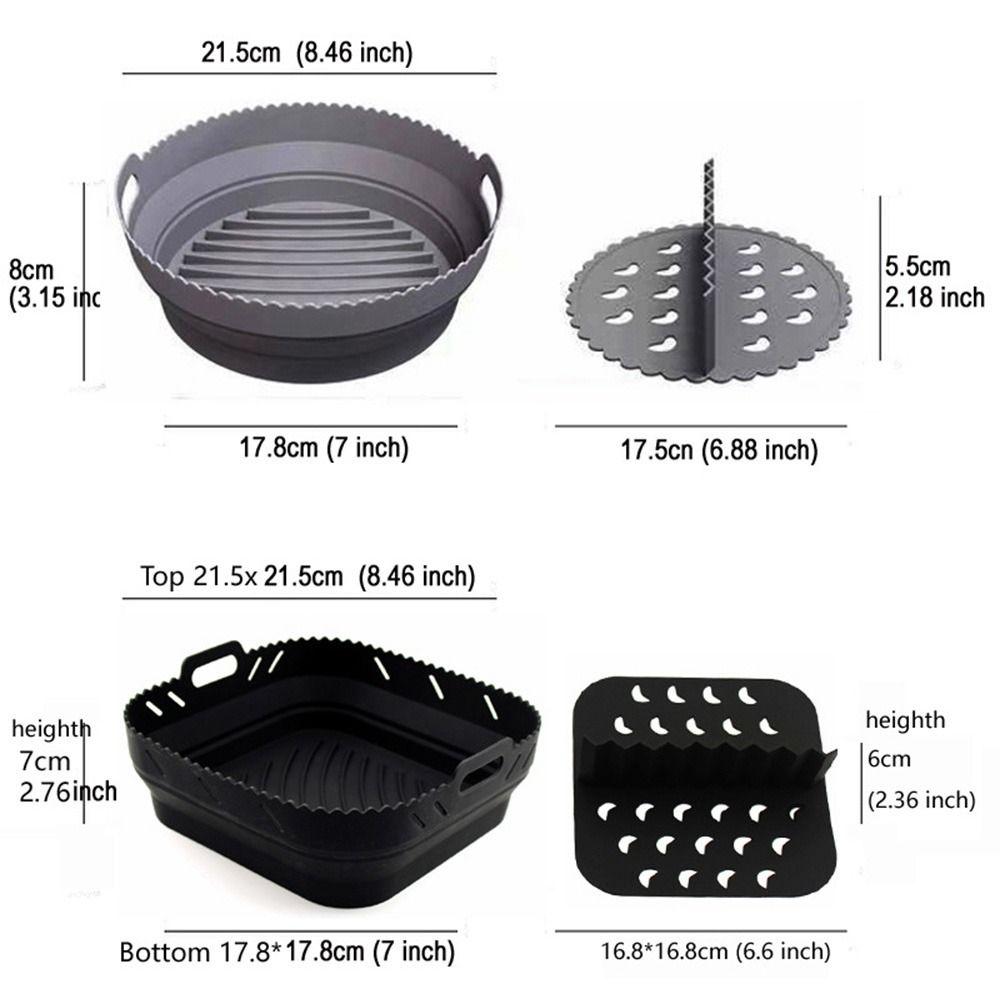 Separate Silicone Air Fryer Liner Square Round Foldable Air Fryer Pad Heat Resistant Multicolor Air Fryer Silicone Pot