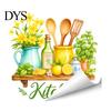 Nordic Style Wall Decor Watercolor Kitchen Stickers, Lemon Green Plant Teapot Self?Adhesive Decals, Peel Stick Mural Waterproof Stove Stickers