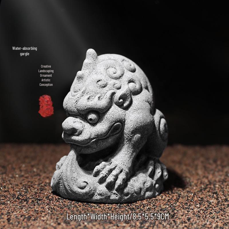 Statue de Bouddha en grès chinois - Décoration pour jardin intérieur et aquarium