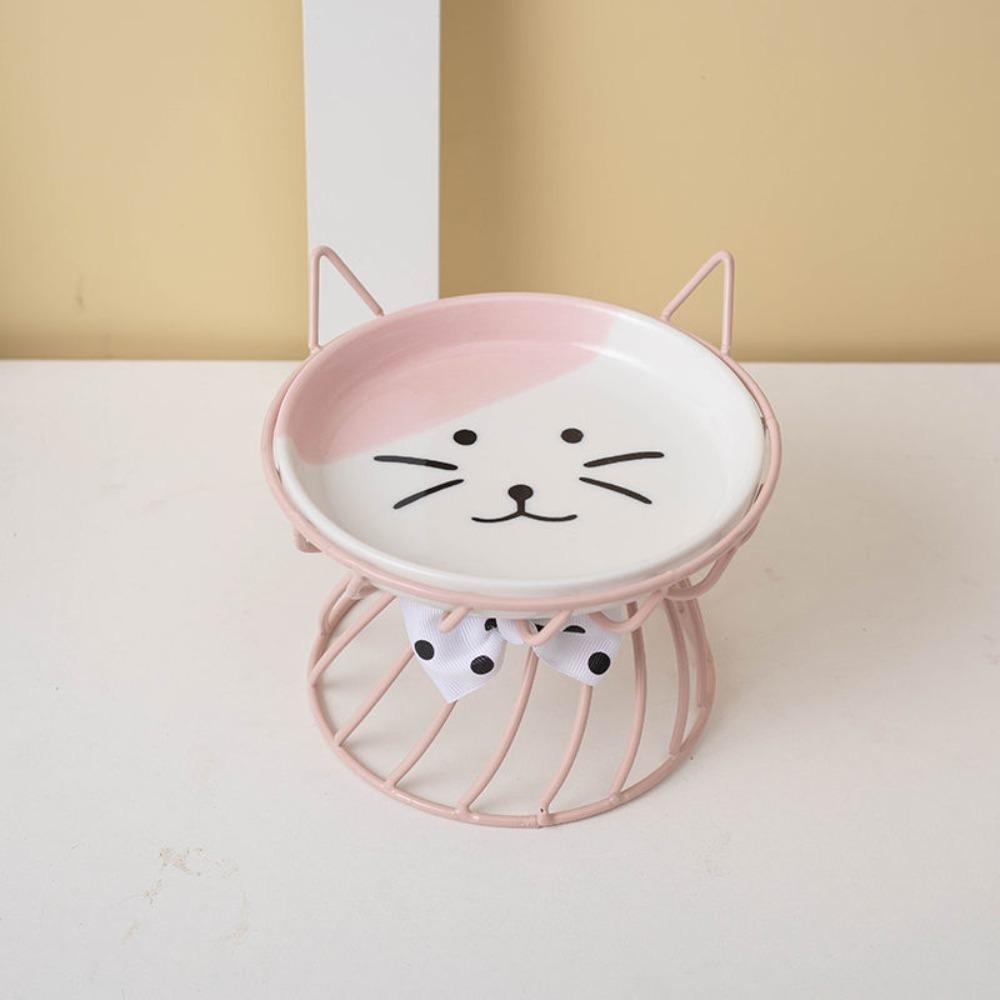 Pet Feeding Bowl With Stand Ceramic Cat Bowl Non-Slip Cartoon Dog Water Bowl Large Capacity Cat Food Bowl for Cats and Dogs