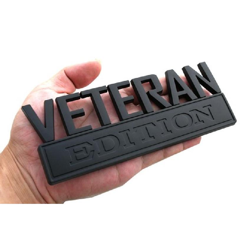 2pcs VETERAN Edition Decals Car Sticker 3D Raised Letter Emblem Black Matte