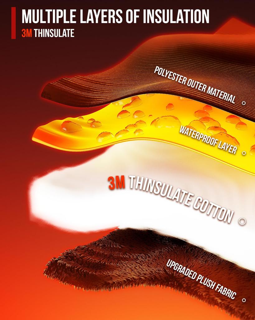 IRON Rękawice motocyklowe zimowe na każdą pogodę, kompatybilne ze smartfonem, rozmiar L, JIA'S, Wodoodporne, Wiatroodporne, Ochronne, Z podszewką z polaru, Antypoślizgowe, Czarne,