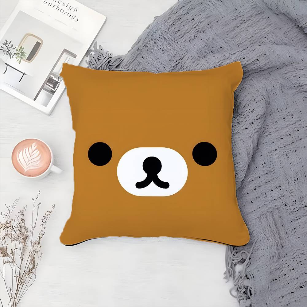 Cute R-Rilakkumas-MT Warmth Companionship Pillow Case Printing Pillowcase Living Room Sofa Cushion Cover Bedroom Room Decor