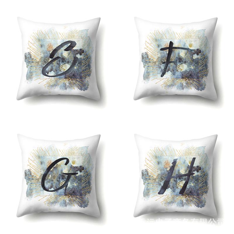 Polyester Pillowcase Home Car Decoration Printing Pillowcase 26 English Letters Sofa Cushion Cover