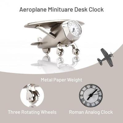 Stylish Miniature  Analog Desk Clock In the Form of an Airplane with Manual Adjustment, Easy Battery Replacement,