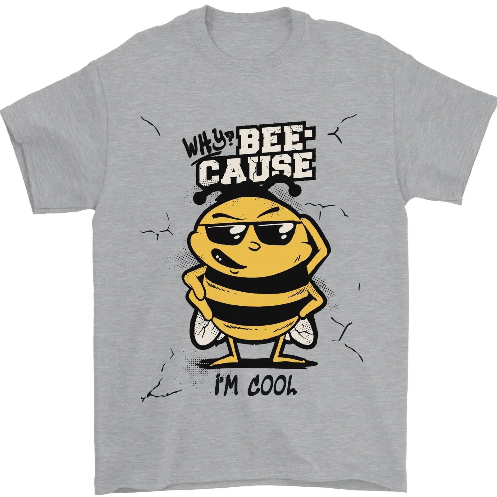 Why? Bee-Cause Im Cool Funny Bee Mens T-Shirt 100% Cotton S разноцветный