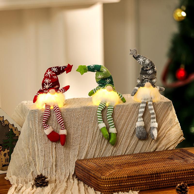 Christmas Faceless Gnome Ornament LED Light Plush Knitted Craft Tree Pendant Christmas Decoration Home Children's Gift