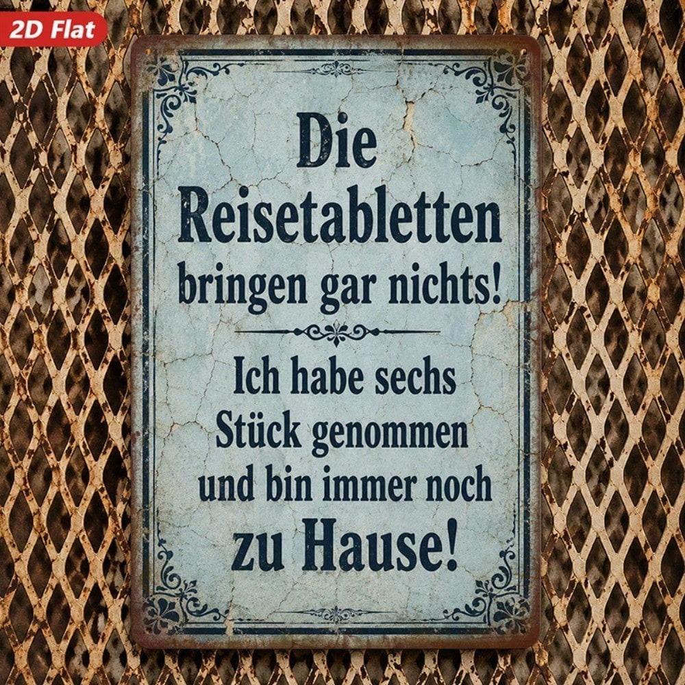 1PC Vintage German Quote Metal Sign,2D Flat Durable Windproof Iron Plaque with Safe Round Edge,Retro Hanging Wall Decor