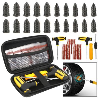 Kit de Clavos de Reparación de Neumáticos de Vacío para Motocicleta Herramientas de Reparación de Neumáticos de Coche Con Estuche de Almacenamiento EVA Juegos de Herramientas de Reparación de Neumáticos de Goma Tubeless para Coche