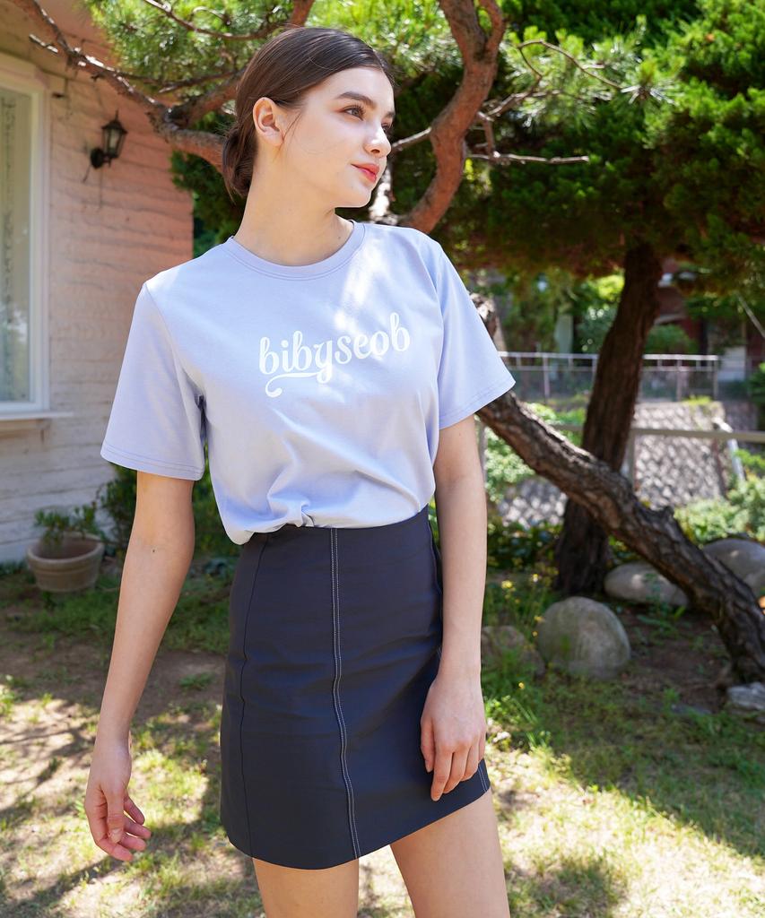Bye Bye Seop Stitch Mini Skirt Navy [T32]