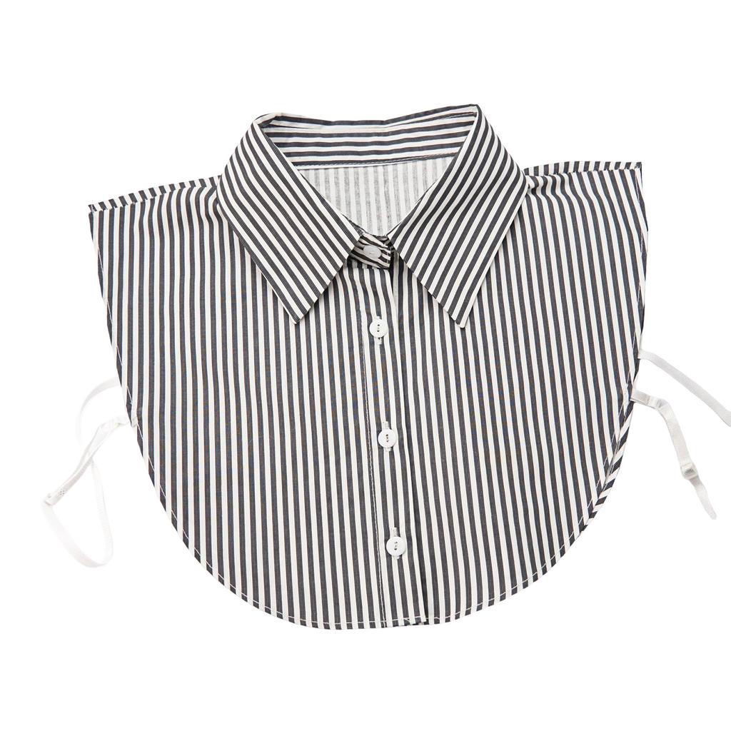 Women's Detachable False Collar Insert Elegant Striped Lapel Faux Half Shirt Blouse Collar Top for Sweater and Dresses