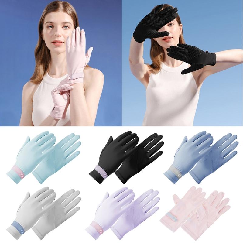 New Riding Gloves Female for Sun for Protection Thin Short Outdoor Ice Silk Anti-UV Anti-Skid Elastic Gloves