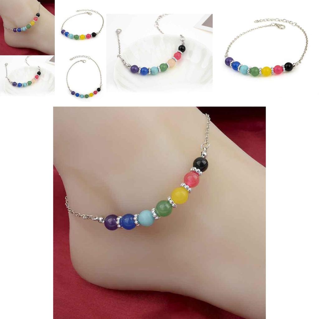 Versatile Fashion Stone Beach Boho Ankle Barefoots Bead Foot Bracelet Amethyst Chain