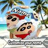 Custom Name Personalized Crayon Shin Print Umbrella, Auto Open Close, 8‑Rib Sturdy Frame, Commute Camping Hiking Use, Birthday Gift