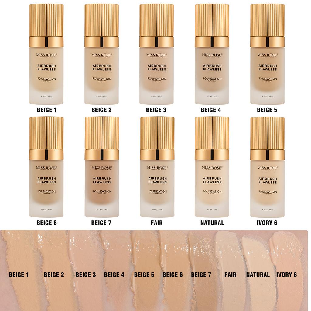 MISS ROSE Fond de teint pour peau grasse Finition naturelle Imperméable Longue tenue