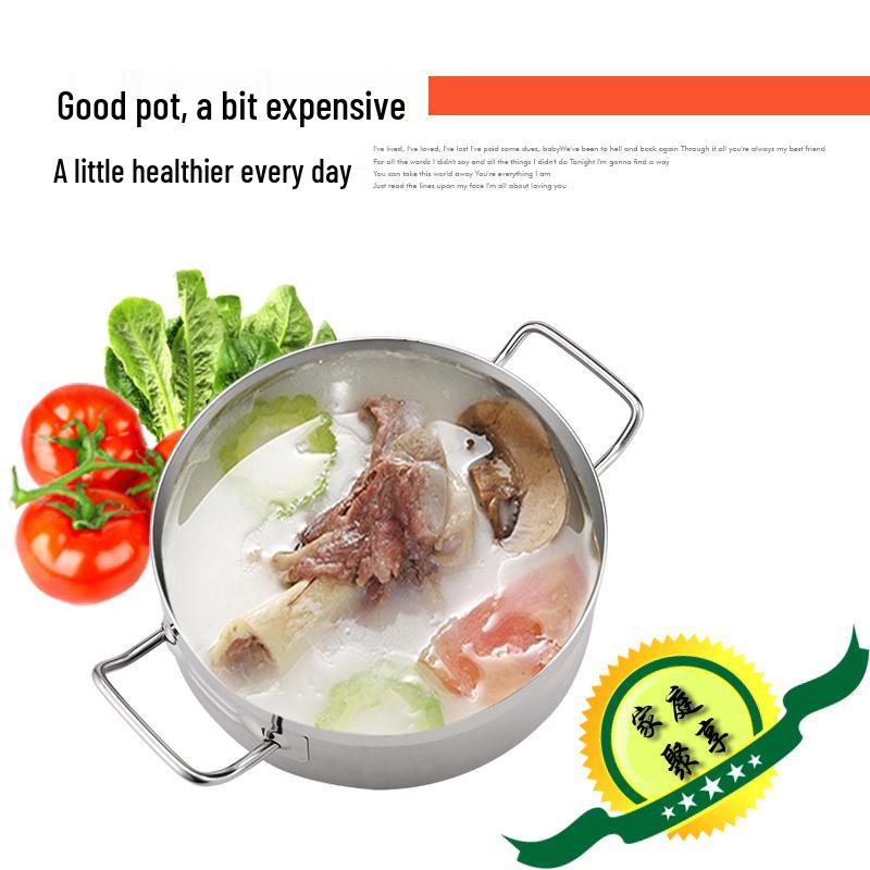 304 Stainless Steel Non-stick Soup Pot with Thickened Composite Bottom for Induction Cookers, Double Handles, Universal Hot Pot for Household Use.