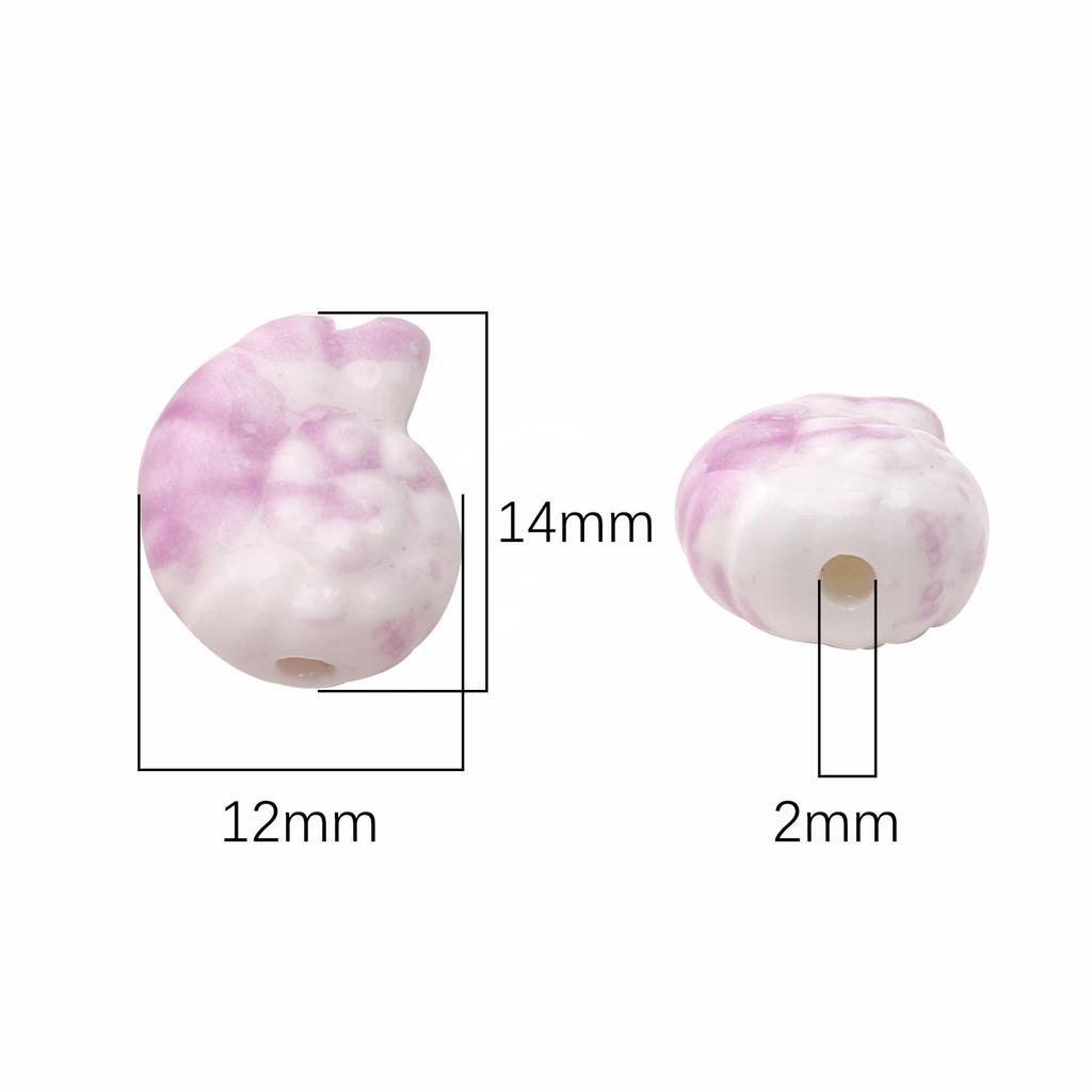 2Pcs Ceramic Ink Splashing Dyeing Beads Conch Whelk Sea Snail Charm For DIY Accessories Jewelry Making