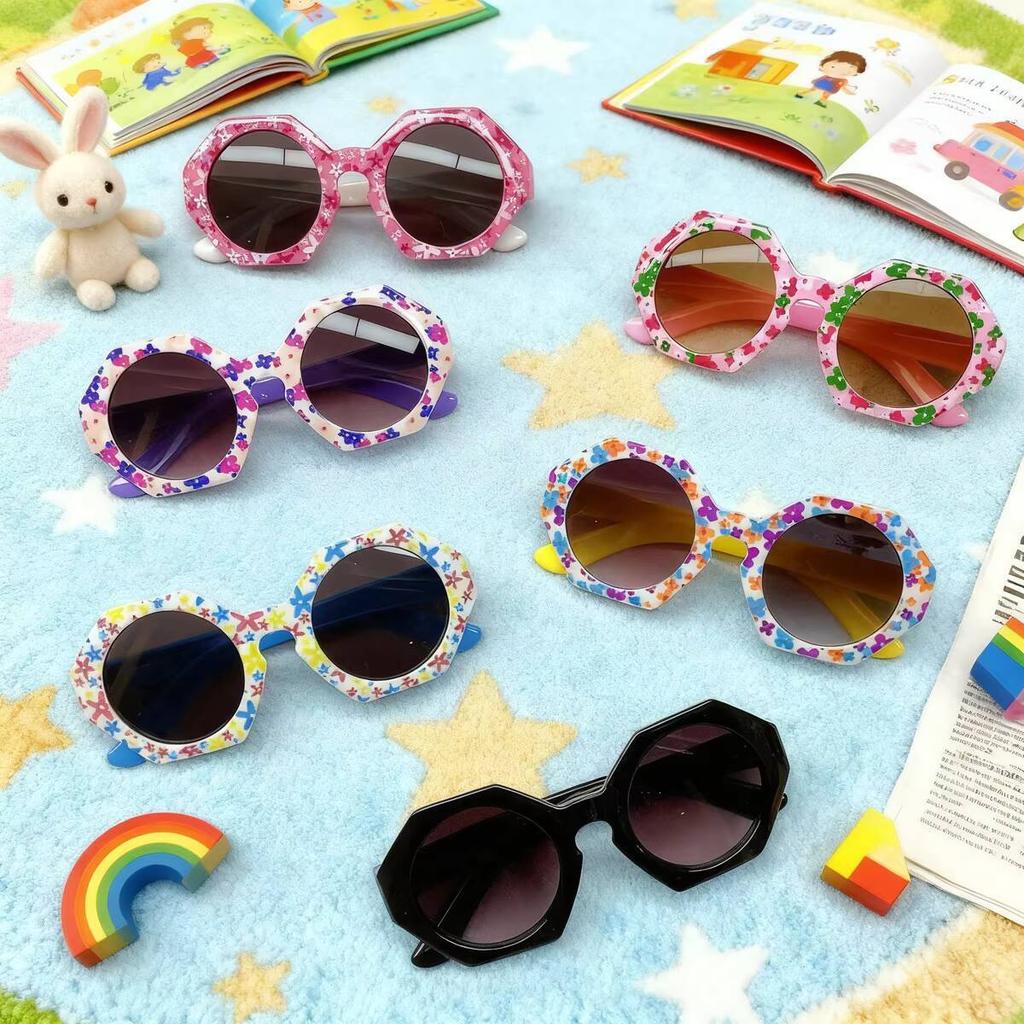 2026 UV400 protection trend Boys and girls Children's sunglasses New children's sunglasses Fashion wrapped flower