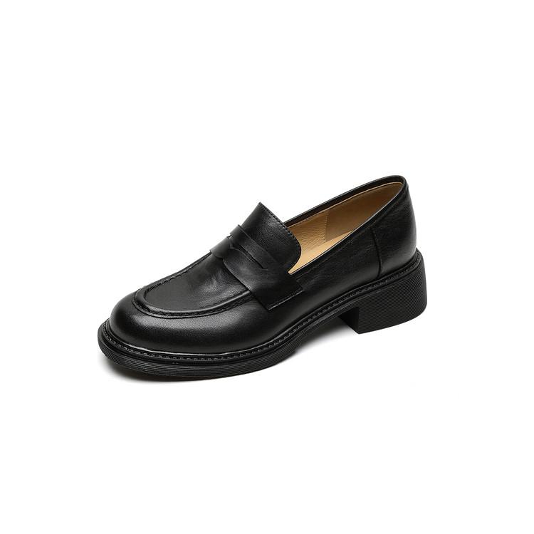 

Мода НОВЫЕ Осенне/Весенние Женские Лоферы Обувь из Натуральной Кожи для Женщин Круглый Носок Обувь на Низком Каблуке Ретро Слипоны Женские Туфли Повседневная Обувь 34 чёрный