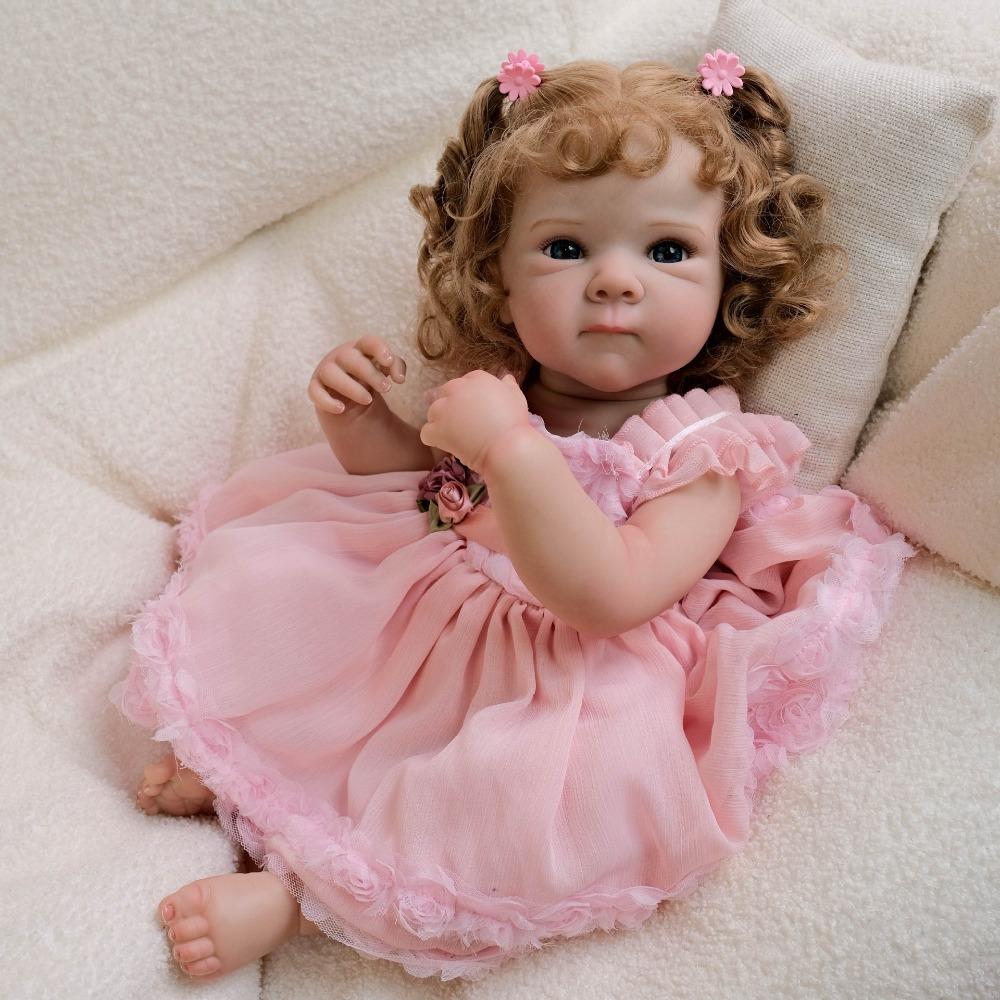Lively 18 Inch Reborn Baby Girl Dolls Bettie Full Vinyl Body Newborn Babies Doll Realistic Implanted Curly Hair Baby Doll Toys for Kids Birthday Gifts