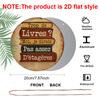 2D Flat, 1pc Round Aluminum Sign, Vintage Book Stack Design, Literary Metal Wall Art, Rustic Old Paper Background, Durable Indoor/Outdoor Decor for