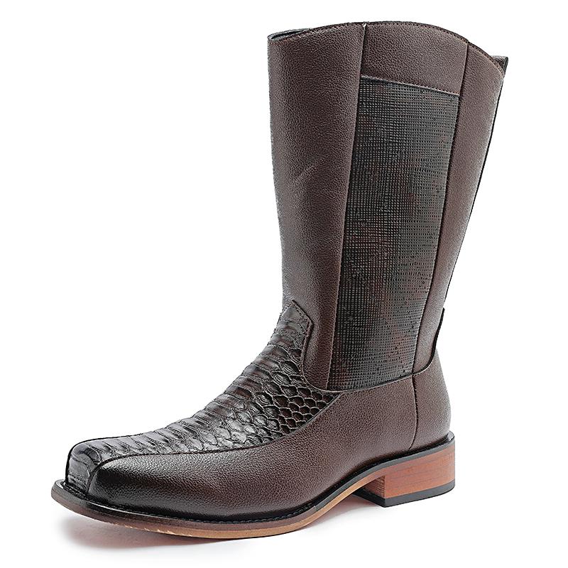 Fashion High Top Shoes New Fashion Mens Four Seasons Ankle Boots Leisure Thick Soled Casual Mid-Calf Boots Street Style Man Cowboy Shoes