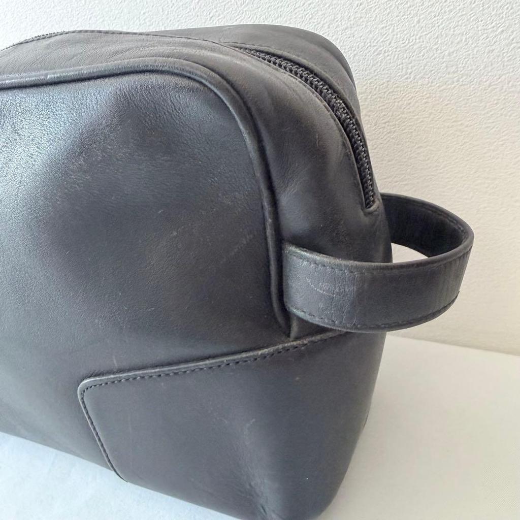 Used LOEWE Anagram Leather Second Bag Travel Pouch Black