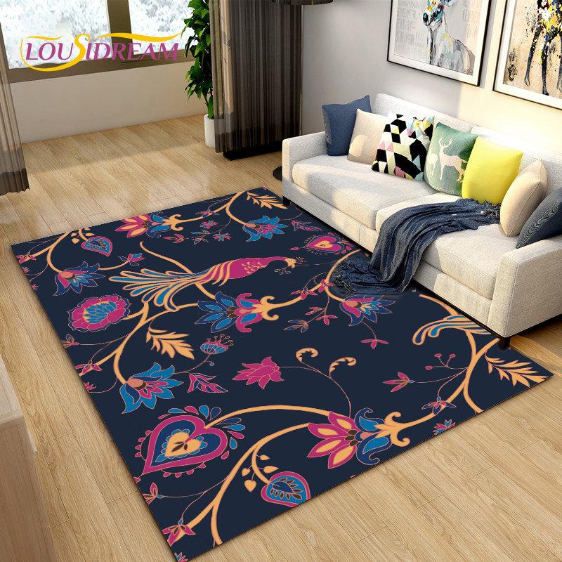 3D Classical Chinese Style Area Rug Large,Carpet Rug for Living Bedroom Sofa Doormat Decoration,Children Play Non-slip Floor Mat