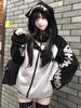 Women's Otaku Subculture Herringbone Embroidered Jacket - Black & Gray, Autumn/Winter Collection