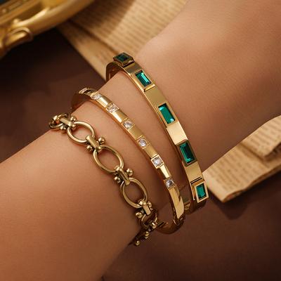 Luxurious Exquisite Zircon Stainless Steel Bracelets Suitable ForWomen To Wear And Match Fashionable Zircon For Summer Travel