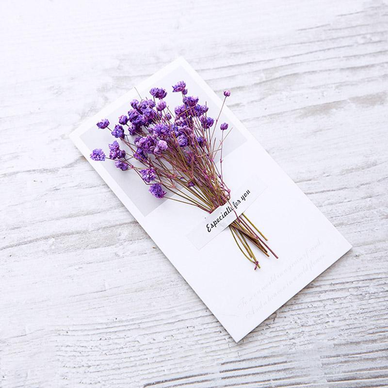 1pcs Gift Cards Wedding Invitation Starry Sky Dried Flowers Handwritten Blessing Birthday Thank You Mother's Day Gift Card