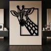 Iron Art Oversized Giraffe Wall Art Vertical Animal Decor 3D Framed Giraffe Head Sign Safari Wildlife Gift