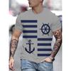 Simple Fashion Anchor Striped T Shirts For Men Summer Trendy Streetwear 3D Printed T-shirts Cool Streetwear Hip Hop Tees Tops
