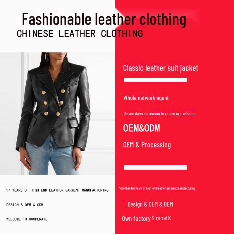 2024 Damska Kurtka Motocyklowa z Prawdziwej Skóry Owieczej - Styl Koreański, Krótki Modny Design