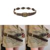 Vintage American Denim Leather Belt For Women With Metal Buckle Fashion Waist Accessory