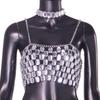 Rhinestones Body Chain Tanks Top Sleeveless Crop Top Body Jewelry Beach Bikini Coverups for Club Party Body Jewelry