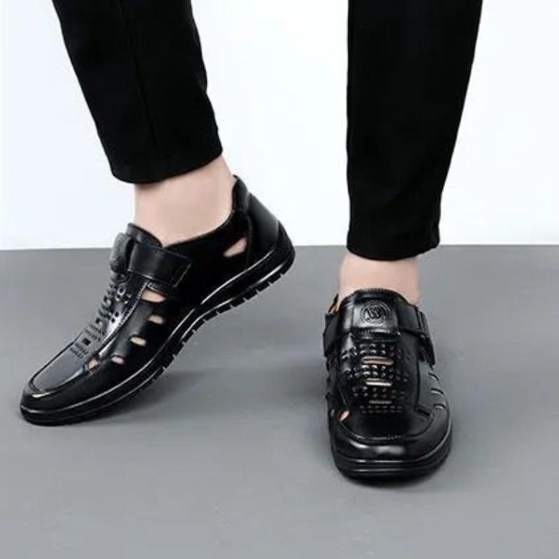 Fashion Men's Slip-on Sandals Breathable Formal Single Sandals Fashionable Casual Dad Shoes Soft-soled Comfortable Beach Shoes for Men