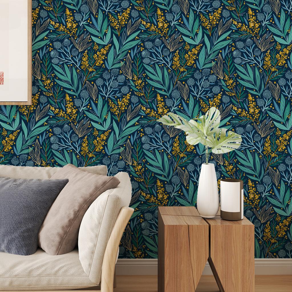 Thickened Wallpaper Self-Adhesive High-End Wall Decoration Flower Green Plant Wall Sticker Room Decoration