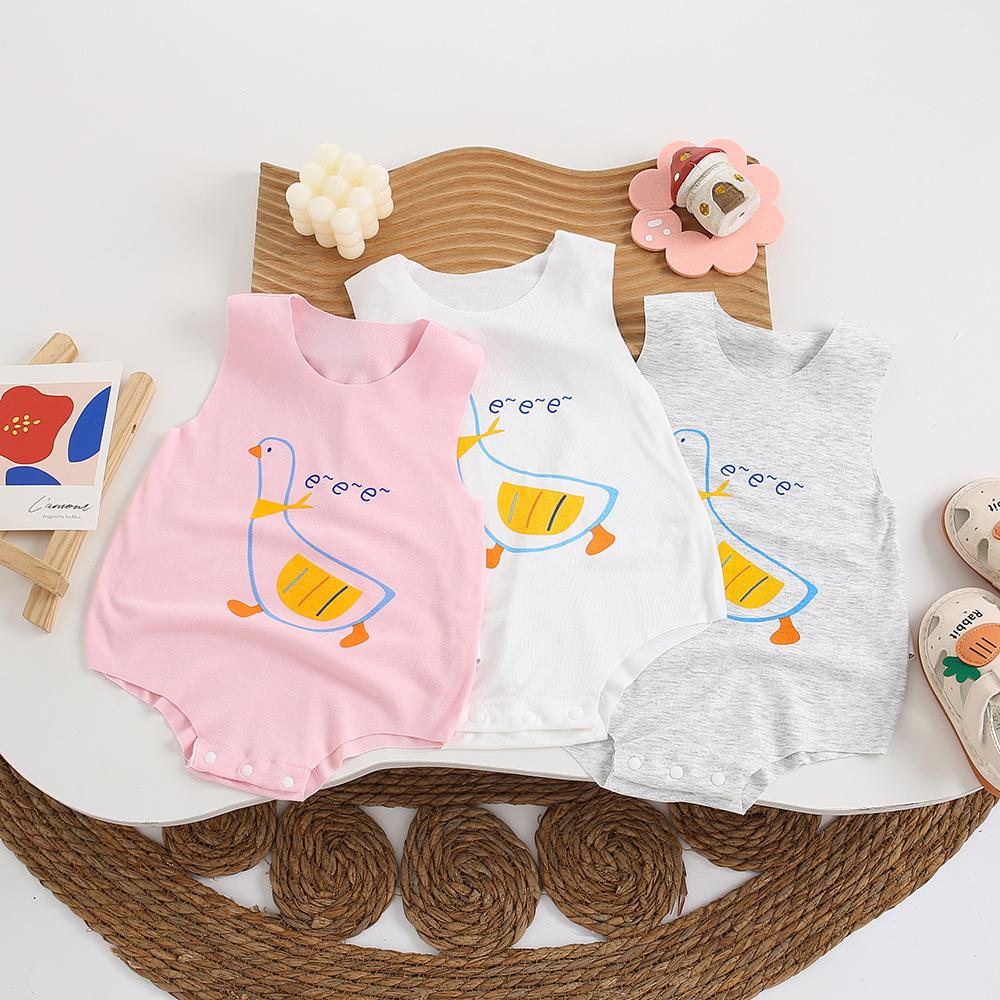 

Newborn Baby Summer Short-Sleeve Romper - Soft, Wide Shoulder Crawling Suit 66cm