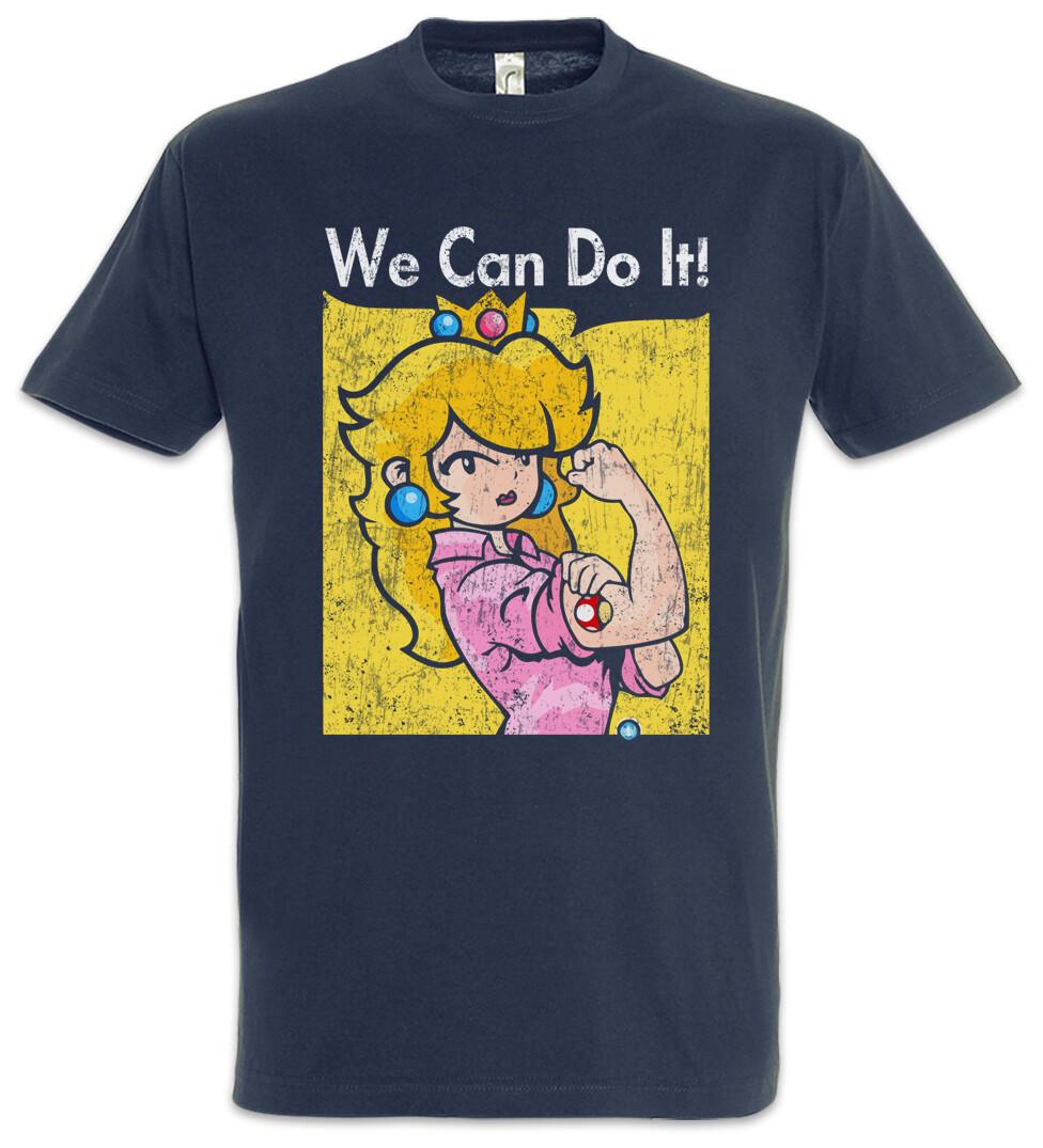 We Can Do It Princess T-Shirt Super Gamer Geek Mario Nerd Fun Peach Feminism M